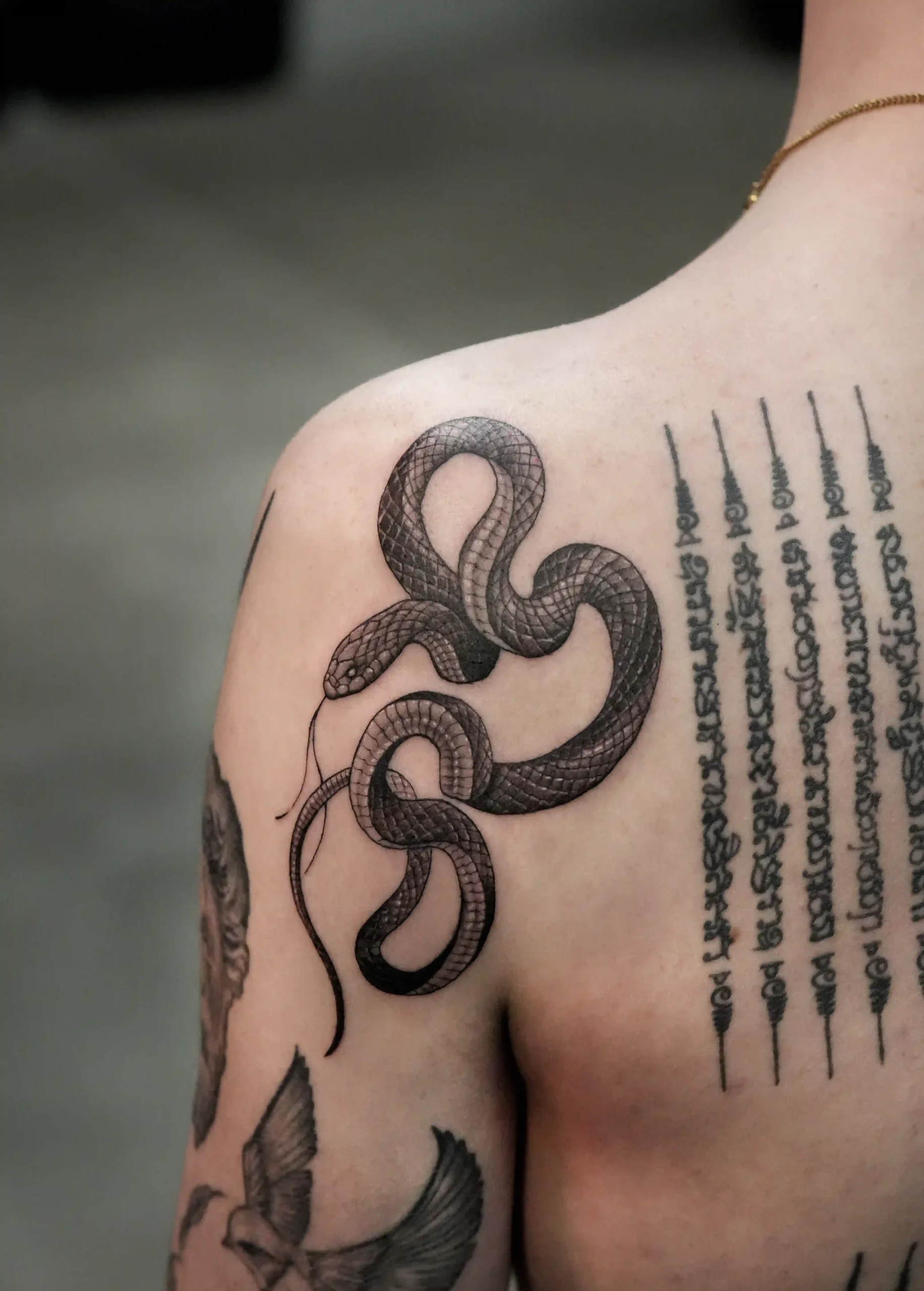 snake tattoo oek whoisoek microrealism fineline